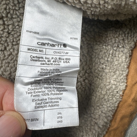 Carhartt‎ Sherpa Lined Duck Vest Brown Workwear Mock Neck Mens 2XL - Picture 10 of 14
